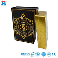 Kartu Tarot Foil Emas Kustom Tepi Berlapis Emas Hot Stamping Anime Oracle Deck 350gsm German Black Core Produsen Cina