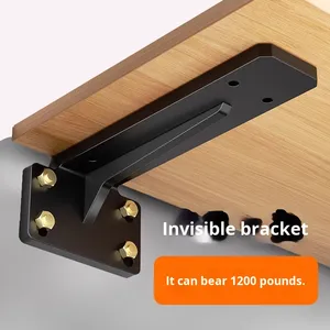 Metal Triangle Bracket Holder Wall Shelf Thickened Suspended TV Cabinet Desk Load-bearing Invisible Support Shelf Board - Product Image 5