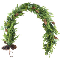 Guirnalda de Navidad con Ramas de Cedro y Piñas, Estilo Rústico, 71 Pulgadas (180 cm), para Escaleras y Repisas, Venta al por Mayor