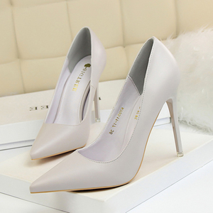 Korean Style Fashionable Simple Women's Shoes Slimming High Heels Thin Heel Super High Heel Shallow <b>Pointed</b> Sexy Single Shoes - Product Image 4