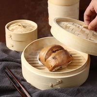 Cuisinière vapeur électrique en bambou avec poignée chinoise, 26 cm, trois niveaux, ensemble de casseroles en acier inoxydable pour pain et couscous