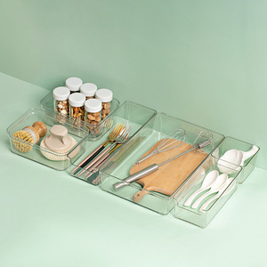 Clear Storage Boxes Divider Desk <strong>Drawer</strong> <strong>Organiser</strong> Trays for <strong>Kitchen</strong> - Product Image 3