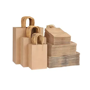 Recyclable kraft Shopping Clothing Gift Bag for Food Take away