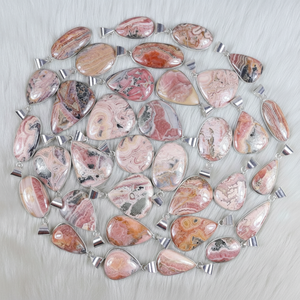 Pendentif Rhodochrosite rose de haute qualité Style bohème réglage de lunette de pierres précieuses naturelles pour la vente en gros de mode - Product Image 1