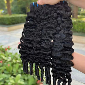 Cheveux Funmi de qualité supérieure, super double trame, vierges, cuticules alignées, mèches de cheveux brésiliens, boucles pixie Funmi, couleur noire naturelle - Product Image 1