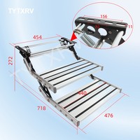 HEYRV Caravan Accessories RV Step avec lumière LED Manuel Pliant Double Échelles En Alliage D'aluminium Escalier Antidérapant