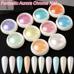 10 boîtes de poudre à ongles nacrée chromée, pigment irisé effet aurore, paillettes pour nail art, poussière à frotter, décorations pour ongles, maquillage, manucure - Product Image 3