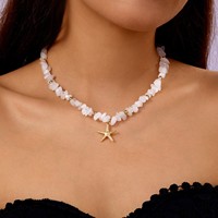 Go2boho étoile de mer pendentif pierre puce collier de perles pour les femmes Boho plage été bijoux en gros