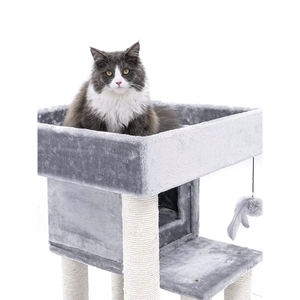 YOUME OEM Design Grey Cat Tree Tower Hamac de 150cm d'épaisseur et maisons doubles pour toutes les races de chats une maison de <span class=keywords><strong>chat</strong></span> <span class=keywords><strong>à</strong></span> l'intérieur - Product Image 6
