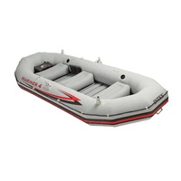 Ensemble de bateau pneumatique Intex 68376 pour 4 personnes, bateau de pêche en PVC robuste pour les sports nautiques en plein air