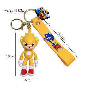 <span class=keywords><strong>Porte</strong></span>-clés en PVC 3D <span class=keywords><strong>Sonic</strong></span> personnalisé en gros, nouveau modèle, pendentif de voiture, anime, en silicone - Product Image 5