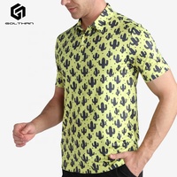 Golthan – Polo de Golf imprimé Cactus pour homme, en tissu extensible, confortable, avec blocs de couleurs, 2023