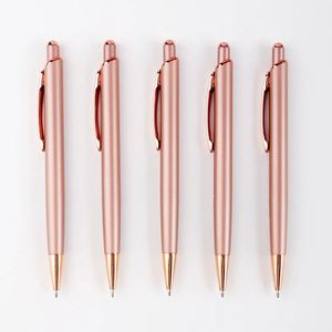 Solid Rose Gold Plated Slim Metal Click <b>Ballpoint</b> <b>Pen</b>, Minimalist Luxury Retractable Advertising Signature <b>Pen</b> Custom Laser Logo - Product Image 6