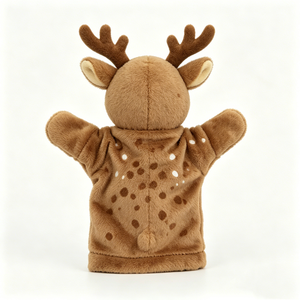 Marioneta de Mano de Reno Bordada de Felpa Suave con Forro de Malla para Juego de Imitación de Cumpleaños - Juguete de Interacción Padre-Hijo - Product Image 3