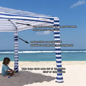 Personalizado al por mayor al aire libre portátil plegable Cool Beach Cabana tienda, M XL poste de aluminio viaje Picnic cuadrado sombrilla parasol