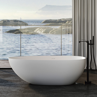 Baignoire autoportante en acrylique, design moderne, surface solide, couleur blanche, pour appartement et salle de bain d'hôtel