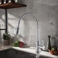 Robinet d'eau froide haut de gamme au design moderne en alliage de zinc poli pour évier de cuisine, avec cartouche céramique sans plomb