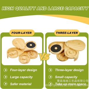 Wooden Salt Dipper With Rotating Lid Four Compartment <b>Bar</b> <b>Tool</b> For Seasoning Storage - Product Image 4