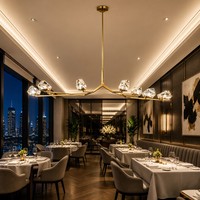 Lustre en cristal de luxe à 7 lumières, design moderne et créatif, 65 pouces, pour restaurant, villa, décoration