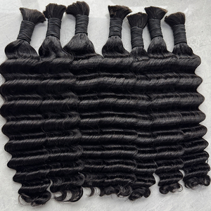 Cabello Camboyano Ondulado Profundo a Granel, Negro Natural, Doble Trama, Textura Suave y Elástica para Trenzas Boho, Cabello Virgen a Granel - Product Image 5