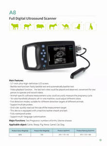 Pemindai Ultrasound Digital penuh dokter hewan 5.7 inci portabel, setelan pengukur perangkat lunak khusus hewan, lima mode deteksi - Product Image 4