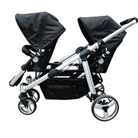 Nouvelle arrivée, poussette tandem pour jumeaux VICO haut de gamme, cadre en aluminium, tissu pliable, grandes roues avec frein, deux places
