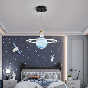 Wandering Earth-Themed Iron Hanging Light Planet Chandelier para dormitorios de niños Red Star Net Design para niños niñas AC Middle - Product Image 3