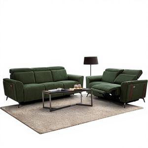 Juego de Sofás Reclinables Modernos Valdez Premium, 3, 2 y 1 Plaza, Tela Verde, Movimiento Manual Ajustable, Seccional, para Sala de Estar de Apartamento - Product Image 1