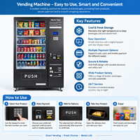 Distributeur automatique de boissons et de snacks, température ambiante, libre-service, avec vitrine et porte coulissante