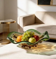 RYLAVA Vas Meja Hidroponik Bentuk Nanas Kaca Hijau Amber Mewah Modern & Set Mangkuk Buah Dekorasi Rumah Pernikahan
