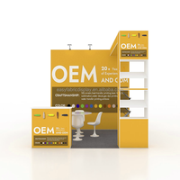Stand d'exposition portable 10x10 pieds en aluminium, tissu polyester tendu, stand de salon professionnel avec étagères internes, EASY FABRIC DISPLAY