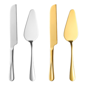 Ensemble de couteau et spatule à gâteau en deux parties, poli miroir, avec long manche, pour banquets de mariage, couteau à pain et à pizza, outils de pâtisserie - Product Image 2