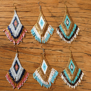 Go2boho pendientes hechos a mano para mujer Retro étnico bohemio elegante exagerado alegoría patrón diamante colgante moda alto sentido - Product Image 1