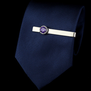 Clips de Corbata de Lujo para Hombre con Circonita Cúbica Morada, Regalos de Boda para Invitados, Regalos Corporativos, Barra de Diamantes, Vestidos de Compromiso, Oficina - Product Image 5