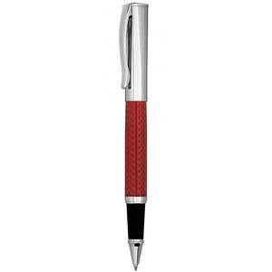 Penna a rullo cromata rossa con impugnatura e clip decorate per la scrittura - Product Image 1