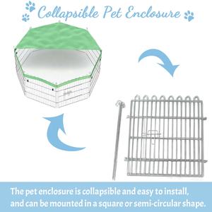 Corralito de alambre de metal para mascotas para conejos, cachorros, gatos, perros, valla plegable para perros al aire libre con cubierta superior - Product Image 4