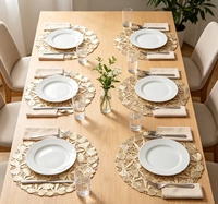 Elegante Schmetterling-Schleife Gold PVC Runde Tischsets Rutschfest Hitzebeständig Umweltfreundlich für Esszimmer Hochzeit Party Dekoration