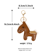 Breloque de sac en forme de cheval, en similicuir souple, adorable accessoire porte-clés animalier pour sac à main, sac fourre-tout et sac à bandoulière pour femme