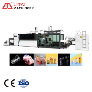Petite machine de thermoformage de gobelets en plastique entièrement automatique à entraînement motorisé et imprimante Tqc-750s pour gobelets en plastique - Product Image 3