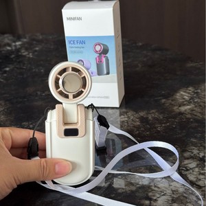 พัดลมระบายความร้อนขนาดเล็ก HX-F386 จอแสดงผลดิจิตอลแบบพกพาแบบพับได้ USB แบตเตอรี่แบบชาร์จไฟได้ใช้งานได้ 3-6 ชม. สีเทา สีขาว สีชมพู - Product Image 4
