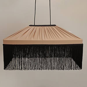 Tiffany polvere setosa lavata paralume rettangolare fatto a mano, lampada a sospensione. - Product Image 4