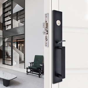Poignée de <span class=keywords><strong>porte</strong></span> American Standard Gripset, noir mat, pour <span class=keywords><strong>porte</strong></span> d'entrée, avec cylindre simple et loquet à bouton-poussoir - Product Image 1