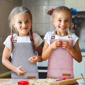 Bán buôn đen trắng sọc không thấm nước polyester bông Bếp Nấu Ăn đầu bếp làm việc tạp dề không thấm nước tùy chỉnh in với logo - Product Image 5