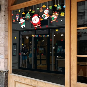 Autocollants statiques de Noël pour fenêtres, motif Père Noël, flocons de neige et elfes, pour décorations de fêtes, maison et bureau - Product Image 3