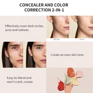 Cobertura completa Face Vegan Makeup Pro Corrector de color líquido Corrector Crema hidratante Piel oscura Corrector HD - Product Image 3