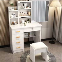 2025 prix de gros en bois maquillage vanité coiffeuse avec porte coulissante miroir et tiroirs chaise beauté expérience