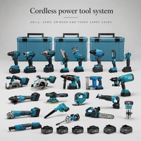 Kit combiné d'outils électriques avec perceuse sans fil, scie, meuleuse et batteries pour atelier, construction et projets de réparation à domicile