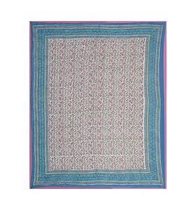 Edredón azul hecho a mano para uso en hoteles, bloque de mano de algodón orgánico de alta calidad, diseño étnico impreso para decoración del hogar o exportación - Product Image 3