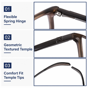 Montatura per Occhiali Sportiva TR90 con Aste Metalliche, Montatura Ottica Personalizzabile con Logo Disegnato da Designer AZh629bd - Product Image 3