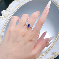 Bague en argent sterling 925 avec zircone cubique ovale bleue de 5x7 mm - Style féminin